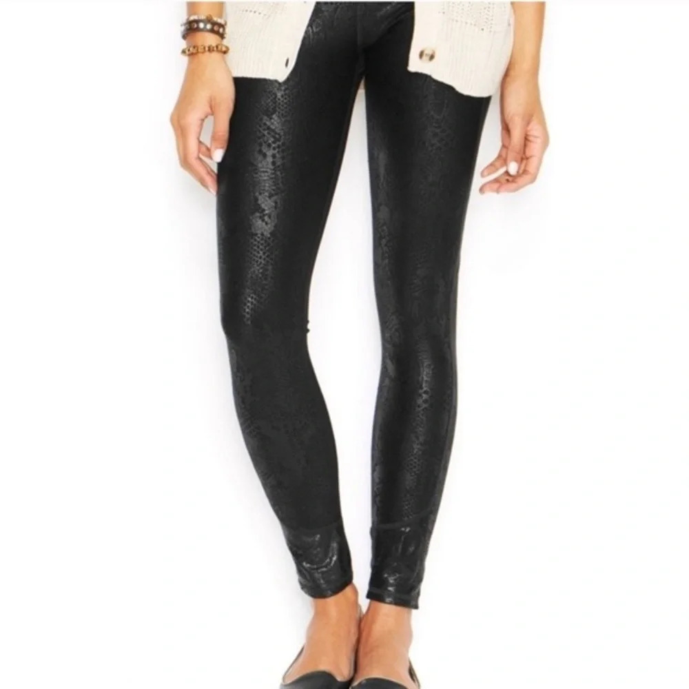 Snake print faux leather leggings